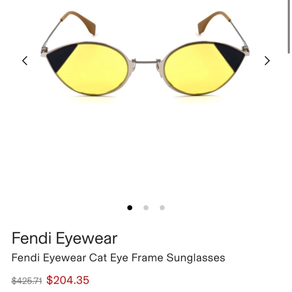 NWOT Fendi Eyewear | Cat Eye Frame Sunglasses Yellow Lens